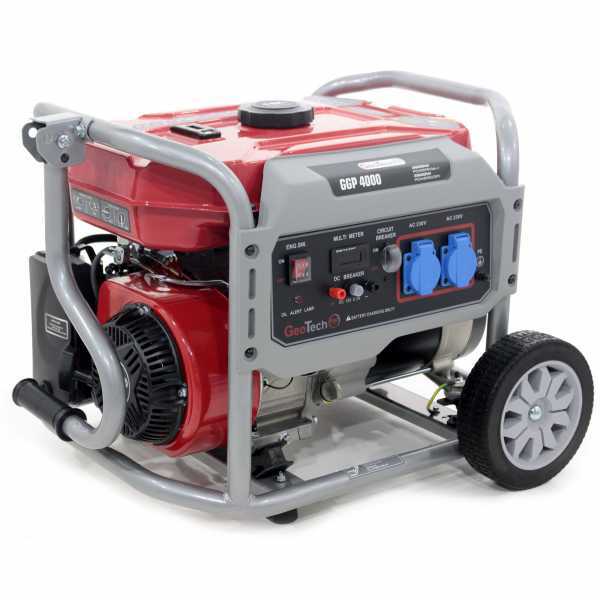 GeoTech Pro GGP 4000 - Benzin-Stromerzeuger mit Rädern und AVR-Regelung 3.6 kW - Dauerleistung 3.2 kW - 230V