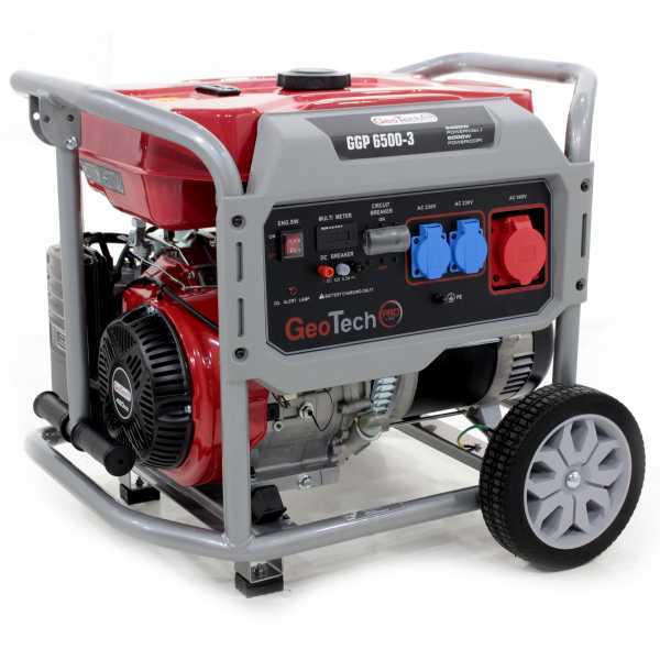 GeoTech Pro GGP 6500-3 - Benzin Stromerzeuger 400V dreiphasig  - 5,0 kW - auf Wagen