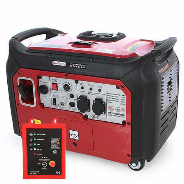 GeoTech PTGA 5000i - Benzin Inverter Notstromaggregat 230V einphasig - 3,5 kW  - leise - inkl. ATS Notstromautomatik