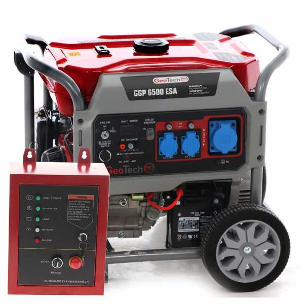GeoTech Pro GGP 6500 ESA - Benzin Notstromaggregat 230V einphasig - 5,0 kW - E-Starter  inkl. ATS Notstromautomatik