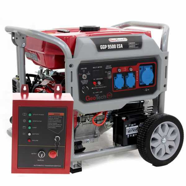 GeoTech PRO GGP 9500 ESA - Benzin Notstromaggregat 230V einphasig  - 7,5 kW - mit E-Starter - inkl. ATS Notstromautomatik
