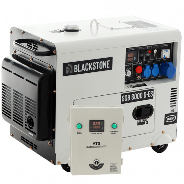 Blackstone SGB 6000 D-ES - Leiser Diesel-Stromerzeuger mit AVR-Regelung 5.3 kW - Dauerleistung 5 kW - 230V + ATS