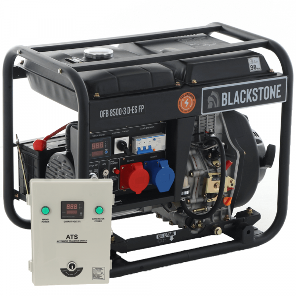 Blackstone OFB 8500-3 D-ES FP - Diesel-Stromerzeuger mit AVR-Regelung 6.4 kW - Dauerleistung 5.6 kW Full-Power + einphasige ATS-Box