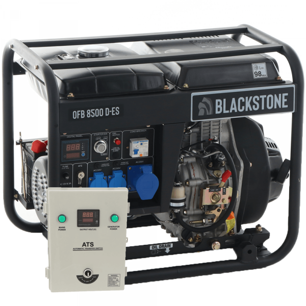 BlackStone OFB 8500 D-ES - Diesel-Stromerzeuger mit AVR-Regelung 6.3 kW - Dauerleistung 6 kW - 230V + ATS