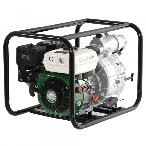 Benzin Wasserpumpe Greenbay GB-TWP 80 - für Schmutzwasser - Anschlüsse 80 mm - im Angebot