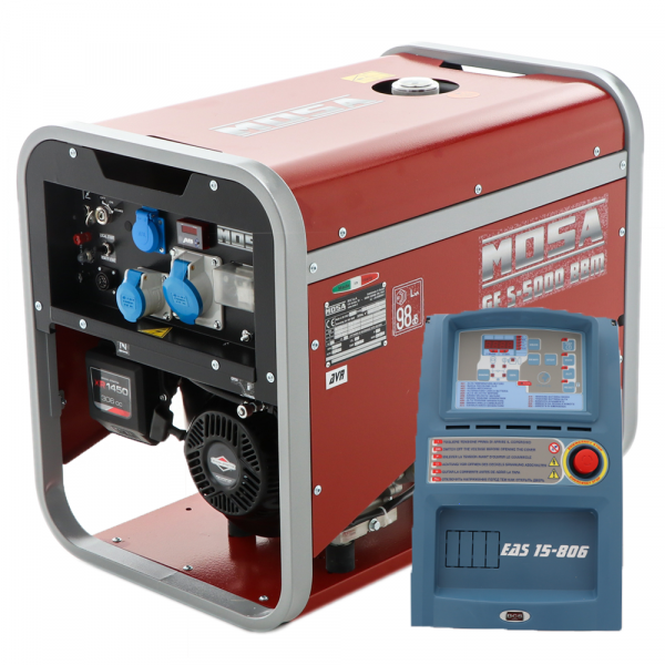 MOSA-GE-S-5000-BBM-AVR-EAS - Benzin-Stromerzeuger mit AVR-Regelung 4.5 kW - Dauerleistung 3.6 kW - 230V + ATS