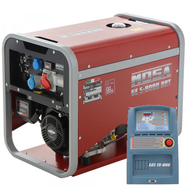 MOSA GE S-8000 BBT AVR EAS - Benzin-Stromerzeuger mit AVR-Regelung 6.4 KW - Dauerleistung 5.6 kW - 400V + ATS
