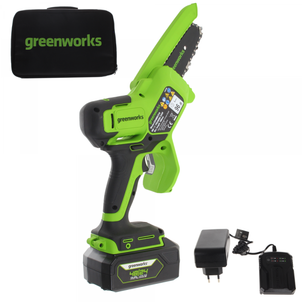 Greenworks GD48MCS10XK2 - Akku-Handkettensäge - 48V 2Ah im Angebot