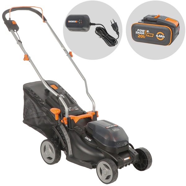Worx WG733E - Akku-Rasenmäher - 20V/4Ah - Schnittbreite 33cm