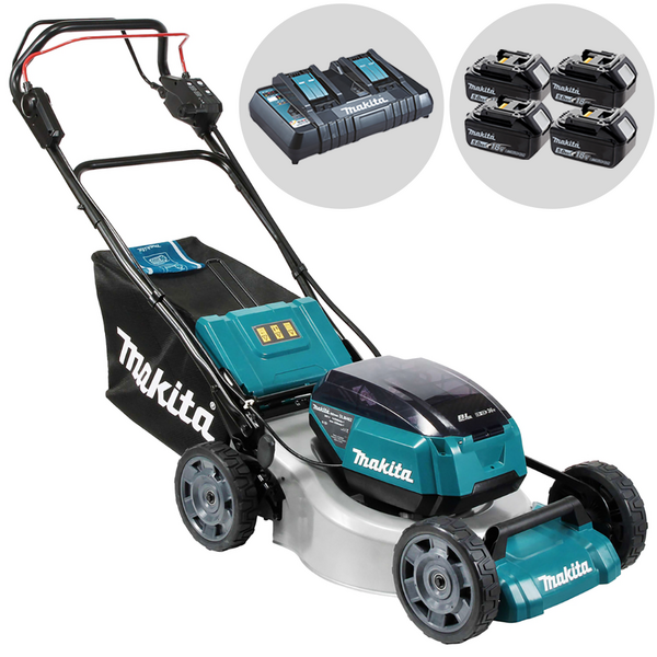Makita DLM462Z  Akku-Rasenmäher mit Radantrieb  4×18 V / 5 Ah  46 cm Schnittbreite
