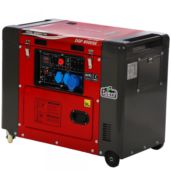 GeoTech Pro DGP8000SE - Diesel-Stromerzeuger leise mit Rädern mit AVR-Regelung 6 kW - Dauerleistung 5.5 kW - 230V