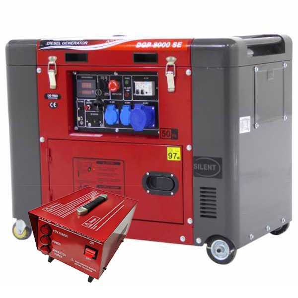 Diesel Notstromaggregat 230V einphasig GeoTech Pro DGP8000SE - 5,5 kW - leise - inkl. ATS Notstromautomatik