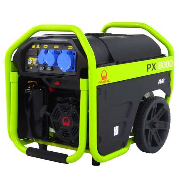 Pramac PX 8000 - Benzin-Stromerzeuger mit Rädern mit AVR-Regelung und Elektrostarter 5.4 kW - Dauerleistung 4.5 kW einphasig