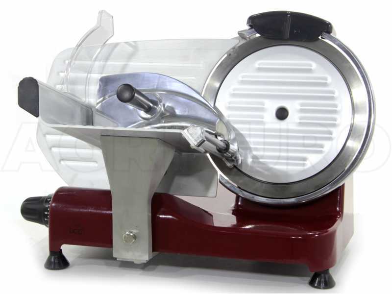 DCG AS2495 rot - Aufschnittmaschine Edelstahlmesser 250 mm - K&ouml;rper aus Aluminiumdruckguss, 300W