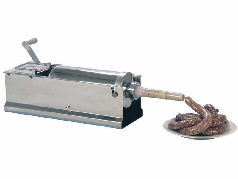 Professioneller manueller Wurstf&uuml;ller Reber 8971 N INOX - 2 Geschwindigkeiten mit Geh&auml;use - F&uuml;llmenge 8 Kg