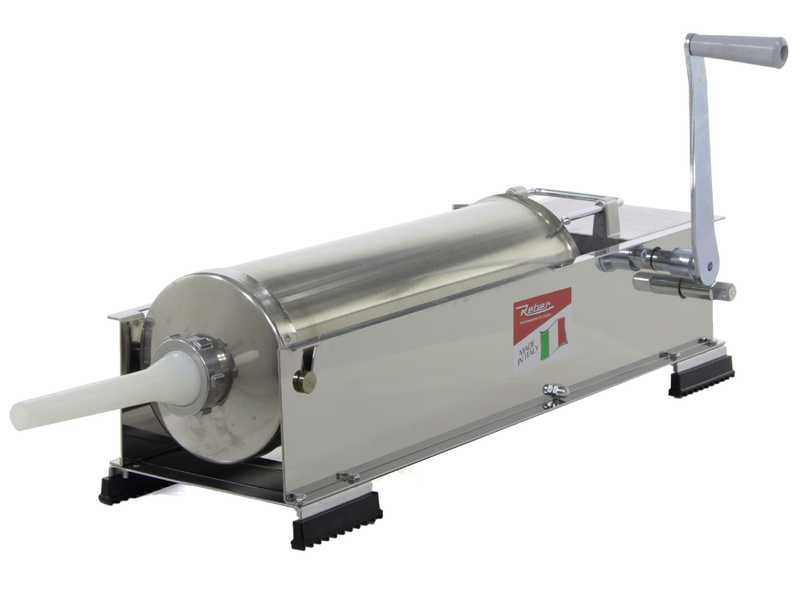 Professioneller manueller Wurstf&uuml;ller Reber 8973 N INOX - 2 Geschwindigkeiten mit Geh&auml;use - F&uuml;llmenge 10 Kg