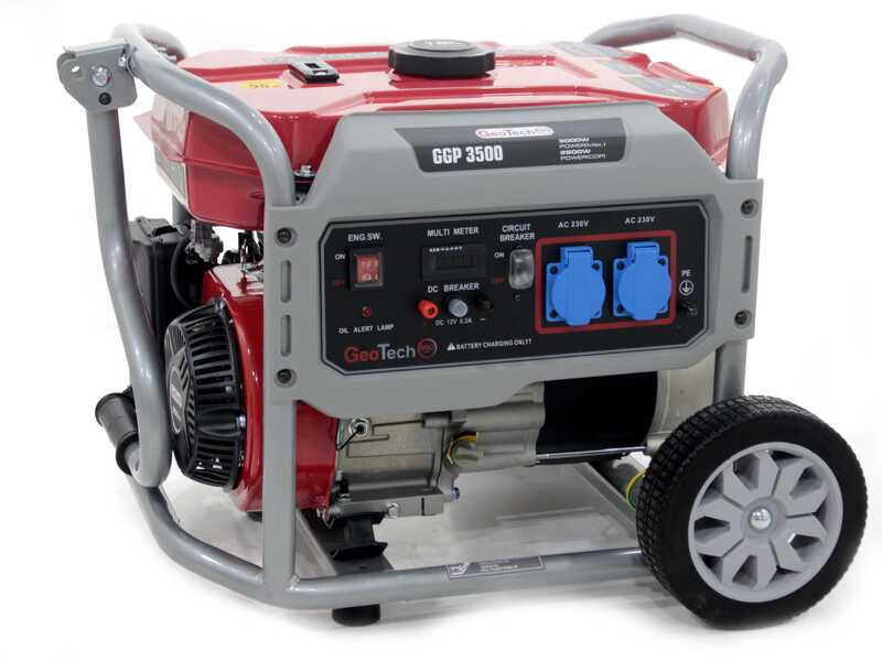 GeoTech Pro GGP 3500 - Benzin-Stromerzeuger mit R&auml;dern und AVR-Regelung 3 kW - Dauerleistung 2.8 kW - 230V