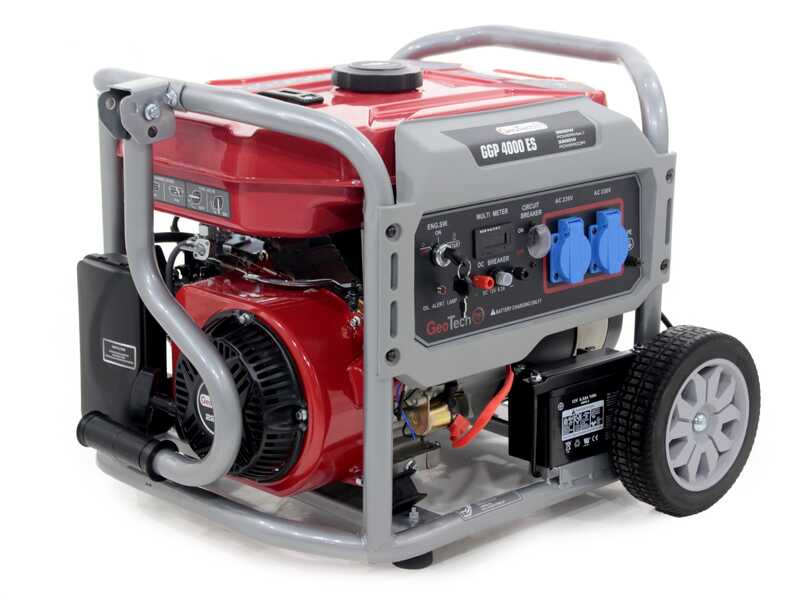 GeoTech Pro GGP 4000 ES - Benzin-Stromerzeuger mit R&auml;dern und AVR-Regelung 3.6 kW - Dauerleistung 3.2 kW - 230V