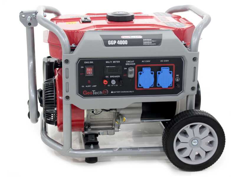 GeoTech Pro GGP 4000 - Benzin-Stromerzeuger mit R&auml;dern und AVR-Regelung 3.6 kW - Dauerleistung 3.2 kW - 230V