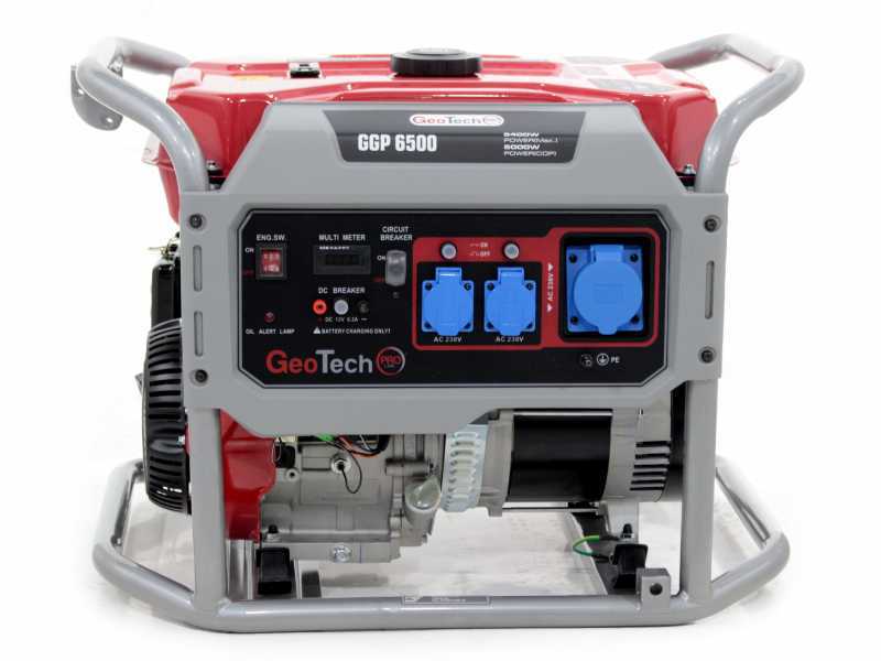 GeoTech Pro GGP 6500 - Benzin-Stromerzeuger mit R&auml;dern und AVR-Regelung 5.4 kW - Dauerleistung 5 kW - 230V