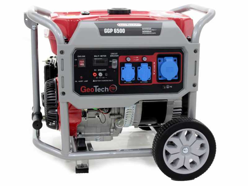 GeoTech Pro GGP 6500 - Benzin-Stromerzeuger mit R&auml;dern und AVR-Regelung 5.4 kW - Dauerleistung 5 kW - 230V