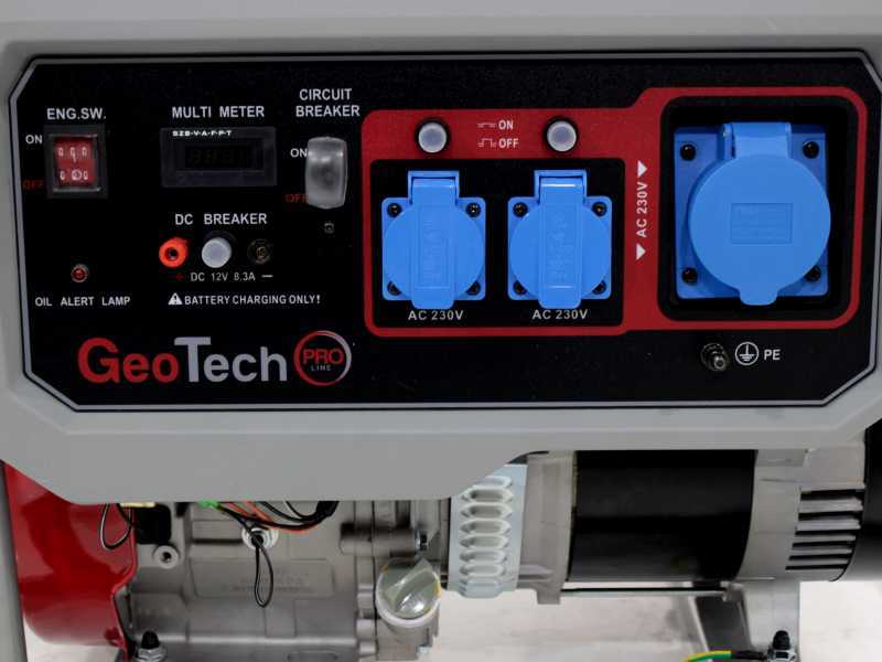 GeoTech Pro GGP 8000 - Benzin Stromerzeuger 230V - 6.5  kW - auf Wagen