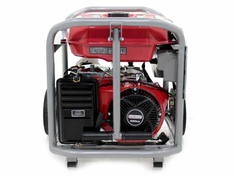 GeoTech Pro GGP 8000-3 - Benzin-Stromerzeuger mit R&auml;dern und AVR-Regelung 6.5 kW - Dauerleistung 6 kW - 400V