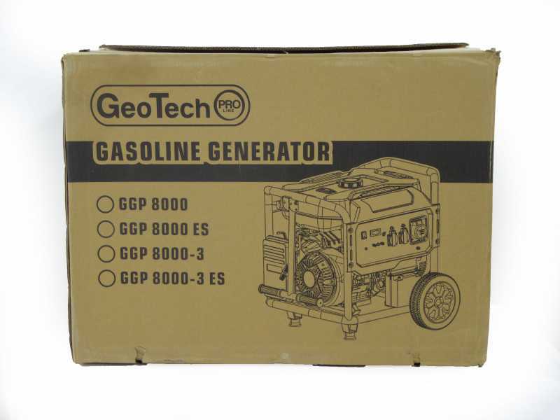 GeoTech Pro GGP 8000-3 - Benzin-Stromerzeuger mit R&auml;dern und AVR-Regelung 6.5 kW - Dauerleistung 6 kW dreiphasig