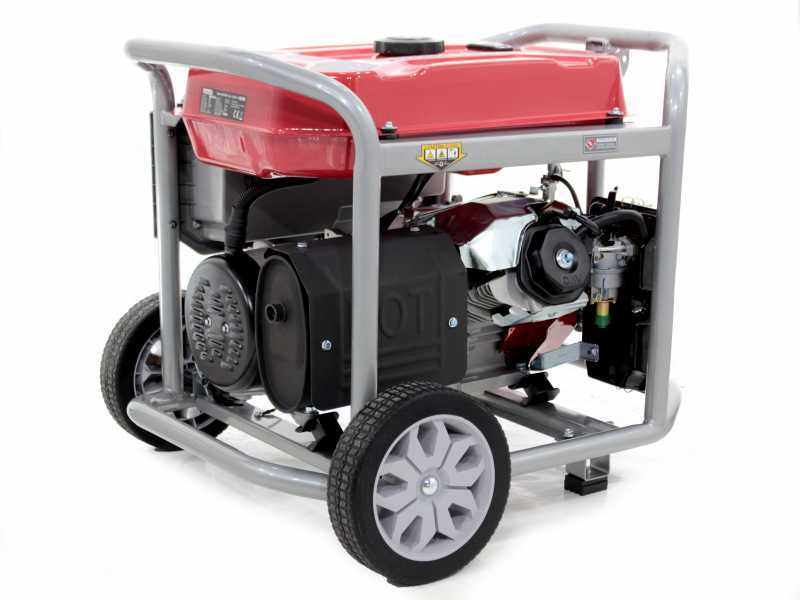 GeoTech Pro GGP 8000-3 ES -  Benzin-Stromerzeuger mit R&auml;dern mit AVR-Regelung 6.5 kW - Dauerleistung 6 kW - 400V