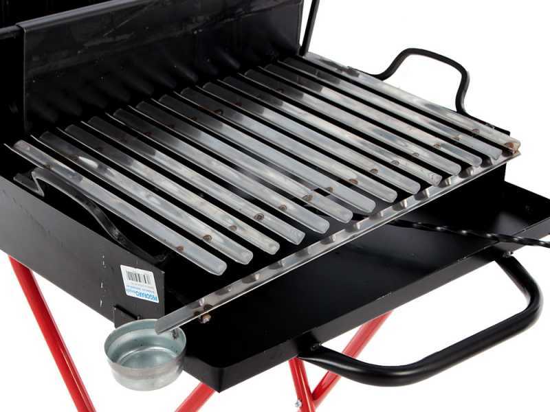 AgriEuro Premium Line Small - Holzgrill mit Grillrost - aus Edelstahl - 45x34 - mit Auffangwanne - zusammenklappbar und tragbar