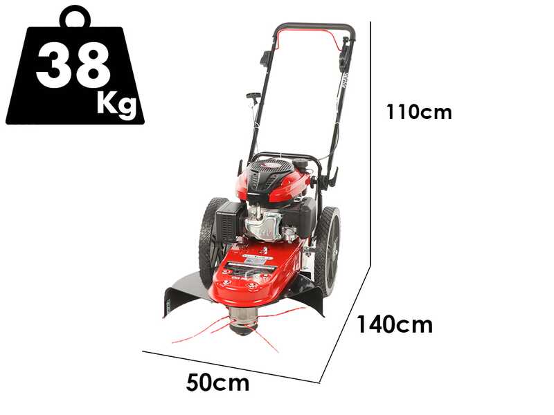 GeoTech DG 58 F - Fadenm&auml;her mit R&auml;dern ohne Radantrieb - mit Benzinmotor Loncin 196 ccm