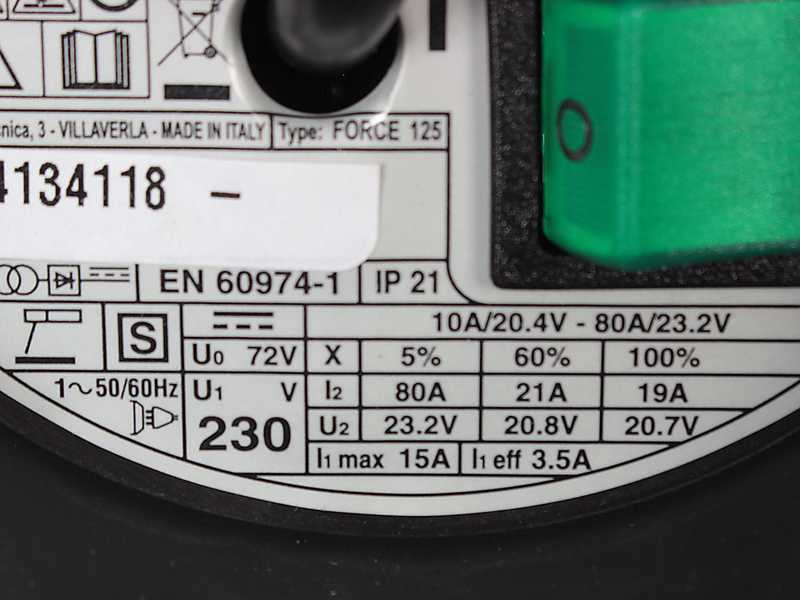 Telwin Force 125 - Inverter-Schweissmaschine (MMA) + Vorrichtung, Gleichstrom (DC)