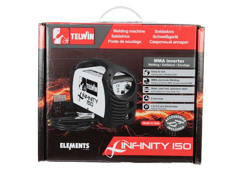 Inverter Schwei&szlig;ger&auml;t Elektrode mit Gleichstrom Telwin Infinity 150 - 130 A - mit Kit