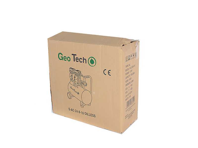 GeoTech S-AC 24.8.10 - Leiser elektrischer Kompressor 24 Lt - Motor 1 PS
