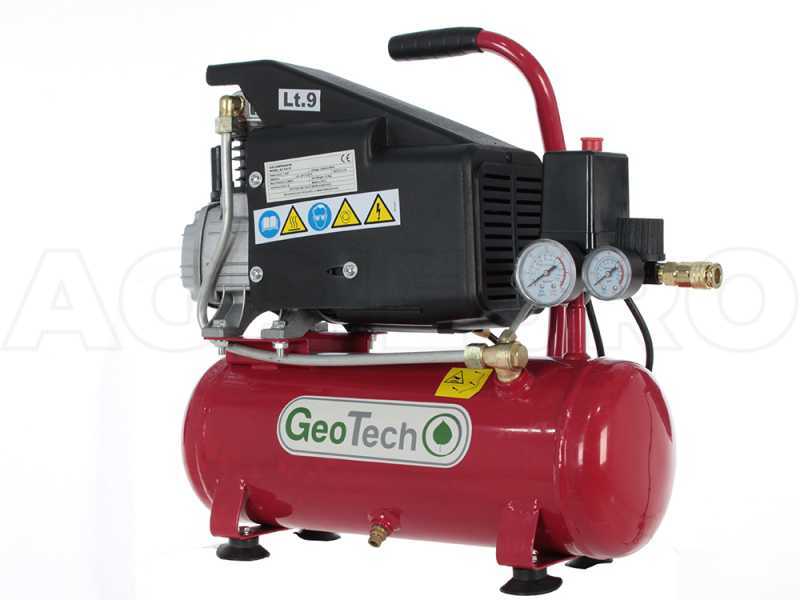 GeoTech AC9-8-15 - Kompakter tragbarer elektrischer Kompressor - Motor 1.5PS - 9Lt Druckluft
