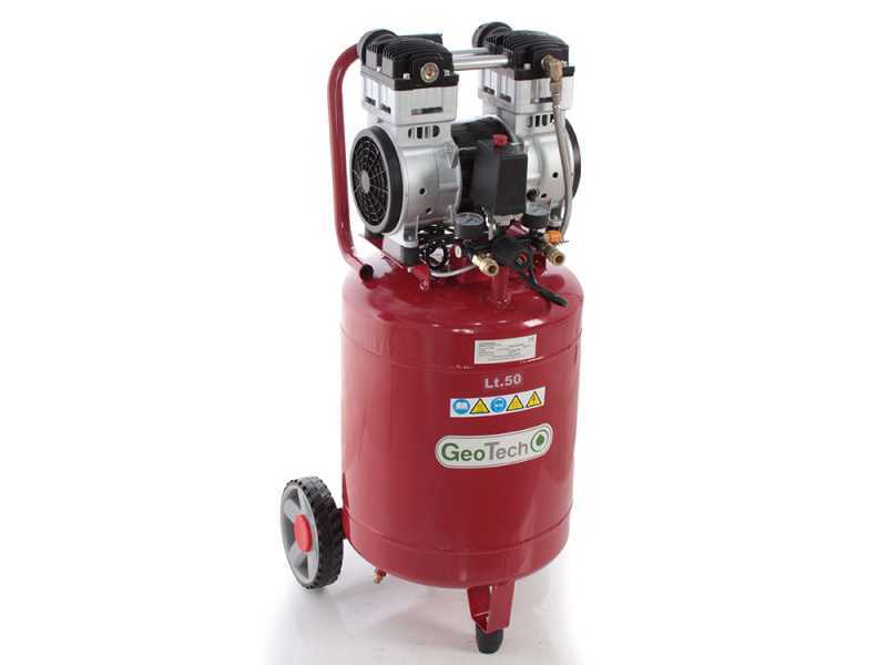 GeoTech S-AC50V-10-15C - elektrischer Kompressor - oilless Motor 1.5 PS - 50 Lt leise vertikal