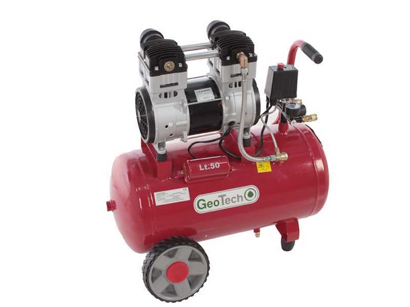 GeoTech S-AC 50-10-15C - elektrischer Kompressor -  Leise 50 Lt oilless Motor 1.5 PS