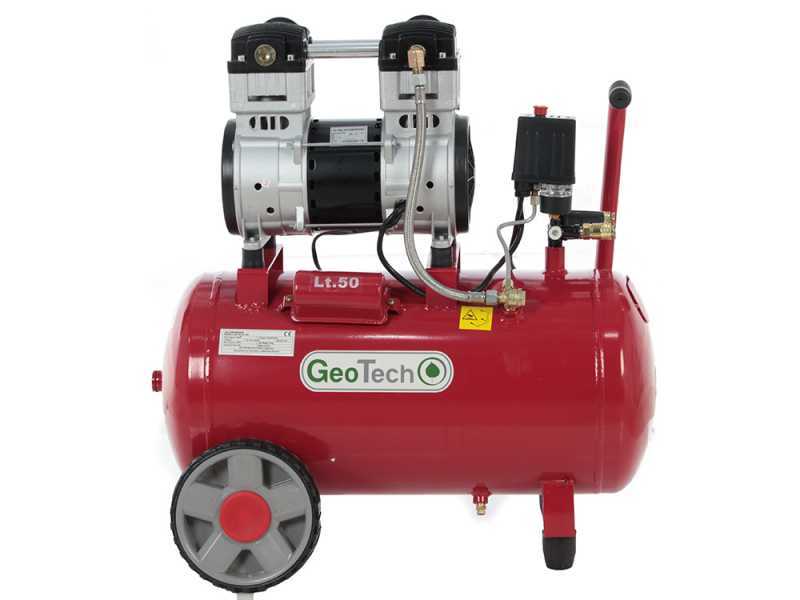 Leiser elektrischer Kompressor 50 Lt oilless GeoTech S-AC 50-10-15C - Motor 1.5 PS