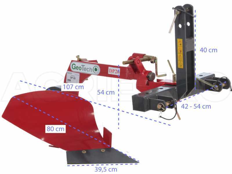 Einschar Wendepflug f&uuml;r Traktor Geotech DP20 - verst&auml;rkte Struktur