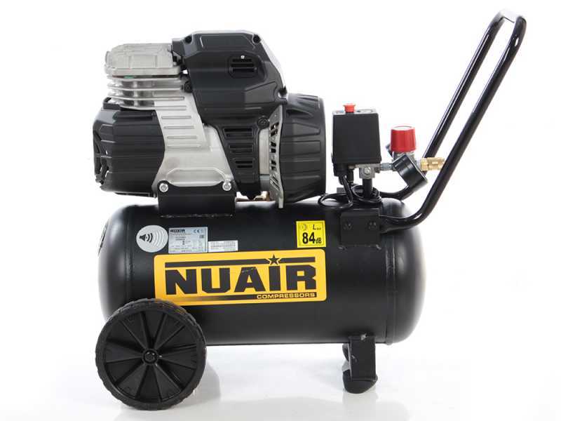 Nuair Sil Air 244/24 - Elektrischer Kompressor mit Wagen - Motor 1.5 PS, 24 Lt, oilless, leise