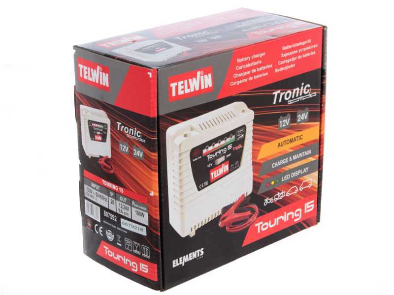 Telwin Touring 15 - Akkuladeger&auml;t - Batterien von 12 bis 24 V - LED-Aufladeanzeige