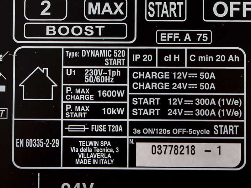 Telwin Dynamic 520 Start - Akkuladeger&auml;t und Starter - Batterien WET/START-STOP 12/24V