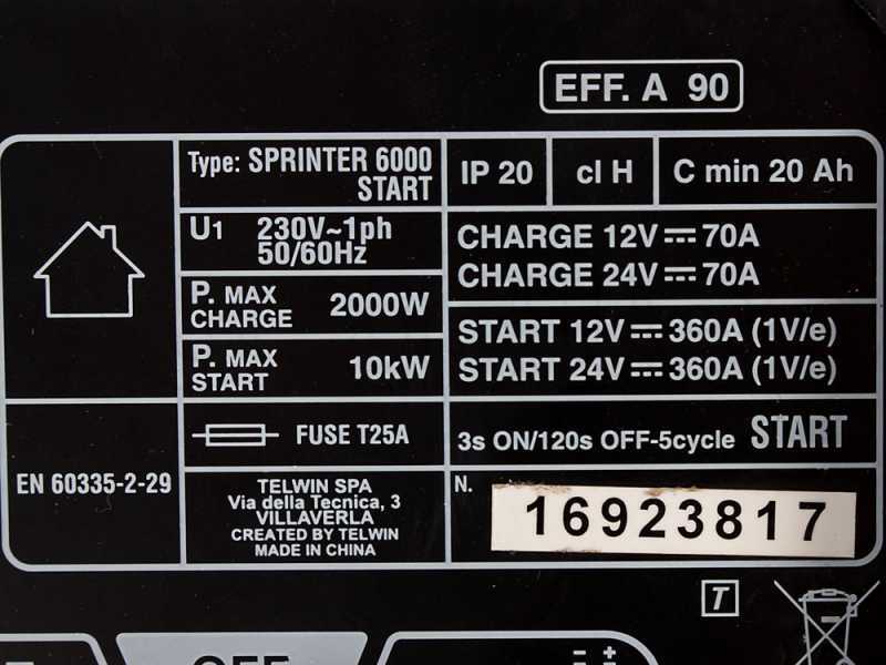 Telwin Sprinter 6000 Start - Akkuladeger&auml;t und Starter - Batterien 12/24V, 20 bis 1550 Ah