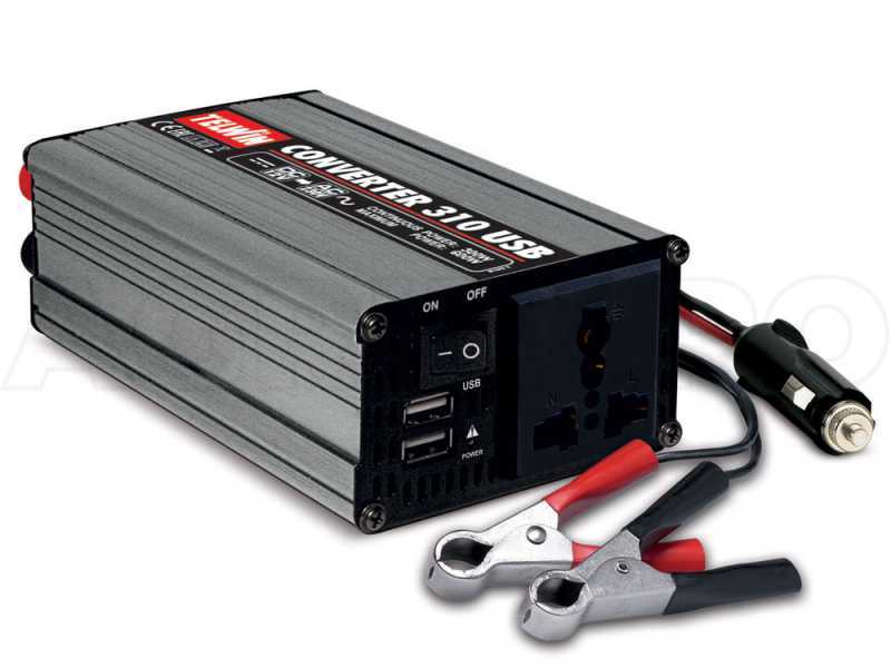 Telwin Converter 310 - Stromkonverter Inverter USB von 12V DC bis zu 230V AC - 2 USB-Anschl&uuml;sse