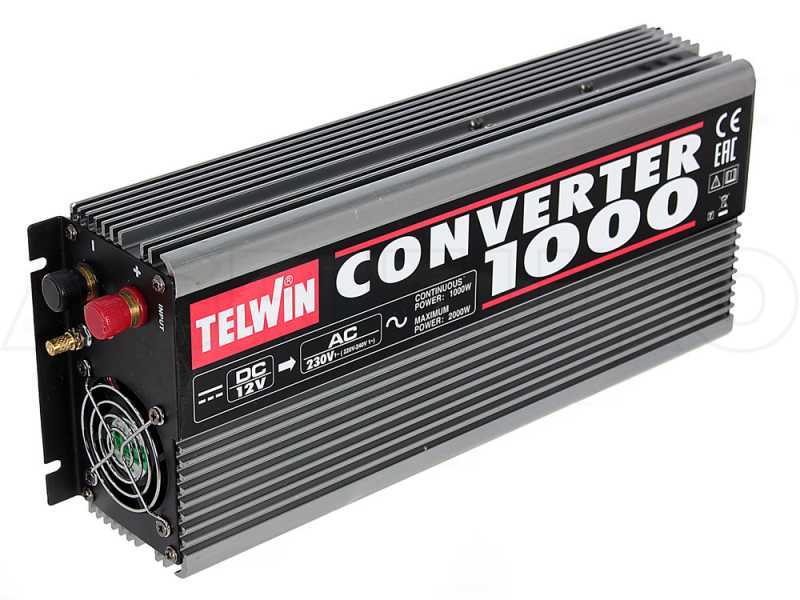 Telwin Converter 1000 - Stromkonverter Inverter von 12V DC bis zu 230V AC - Leistung 1000 W