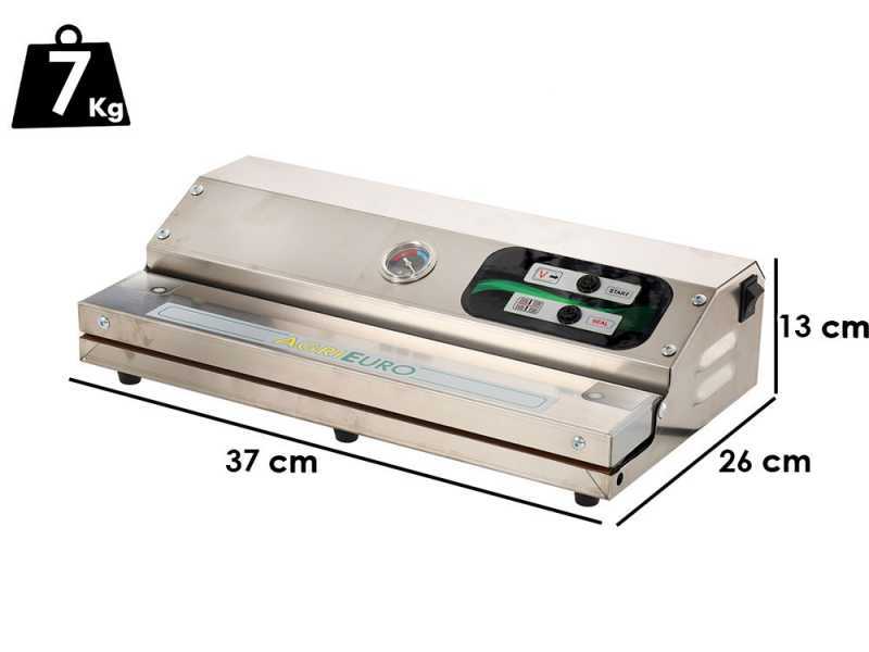 Vakuumierger&auml;t MINI Euro 360 EDELSTAHL + Vakuummeter - Schwei&szlig;leiste 37 cm