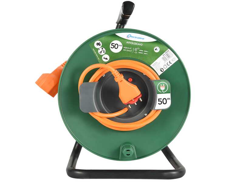 Electraline Schlauchtrommel - 50m - universeller Stecker 3 x 1,5 qmm (3 Kabel mit Abschnitt 1,5 qmm)