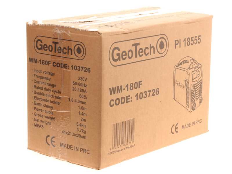 Elektroden-Schwei&szlig;ger&auml;t Inverter mit Gleichstrom GeoTech WM-180 F - 180 A - mit Kit MMA