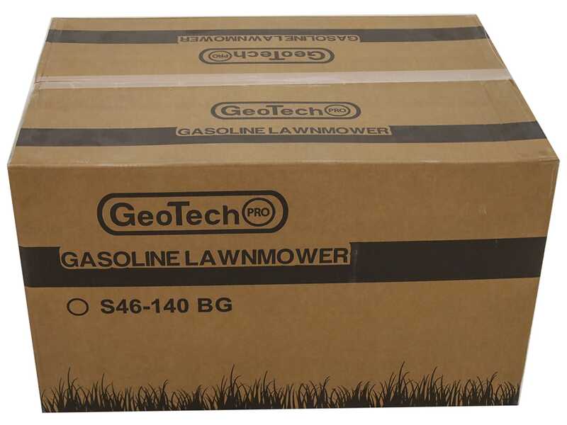Benzinrasenm&auml;her GeoTech Pro S46-140BG mit Radantrieb - 2in1: Auffangen + Heckauswurf