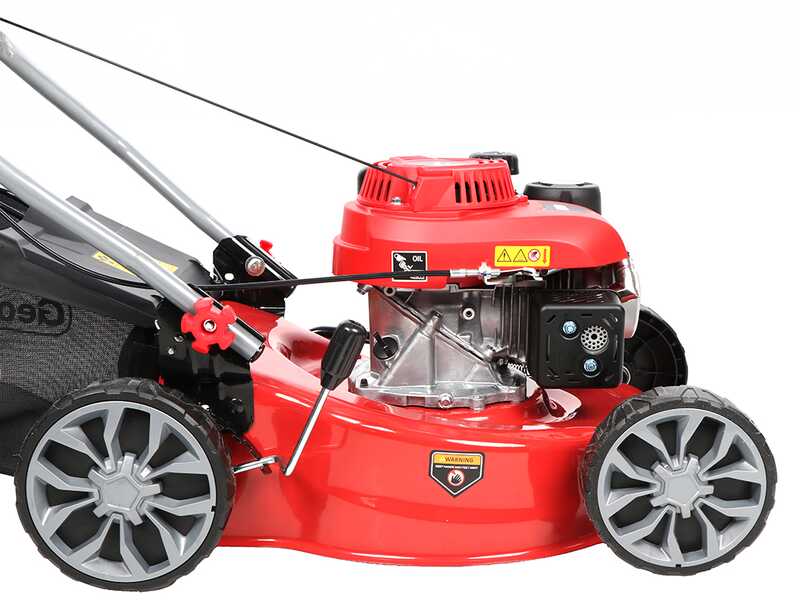 Benzin Rasenm&auml;her GeoTech S41-130 B - zum Schieben 2in1: Fangkorb + Heckauswurf
